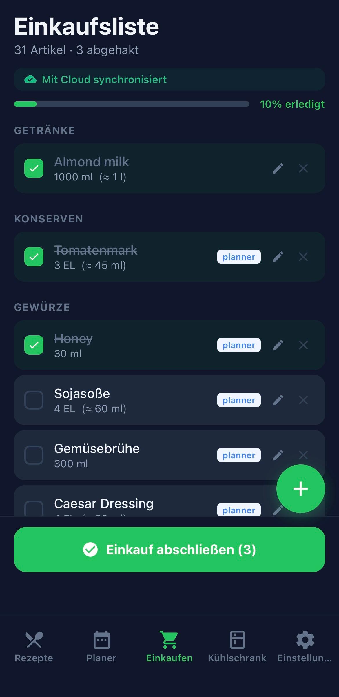 SmartFridge App – Einkaufsliste mit Cloud-Synchronisierung