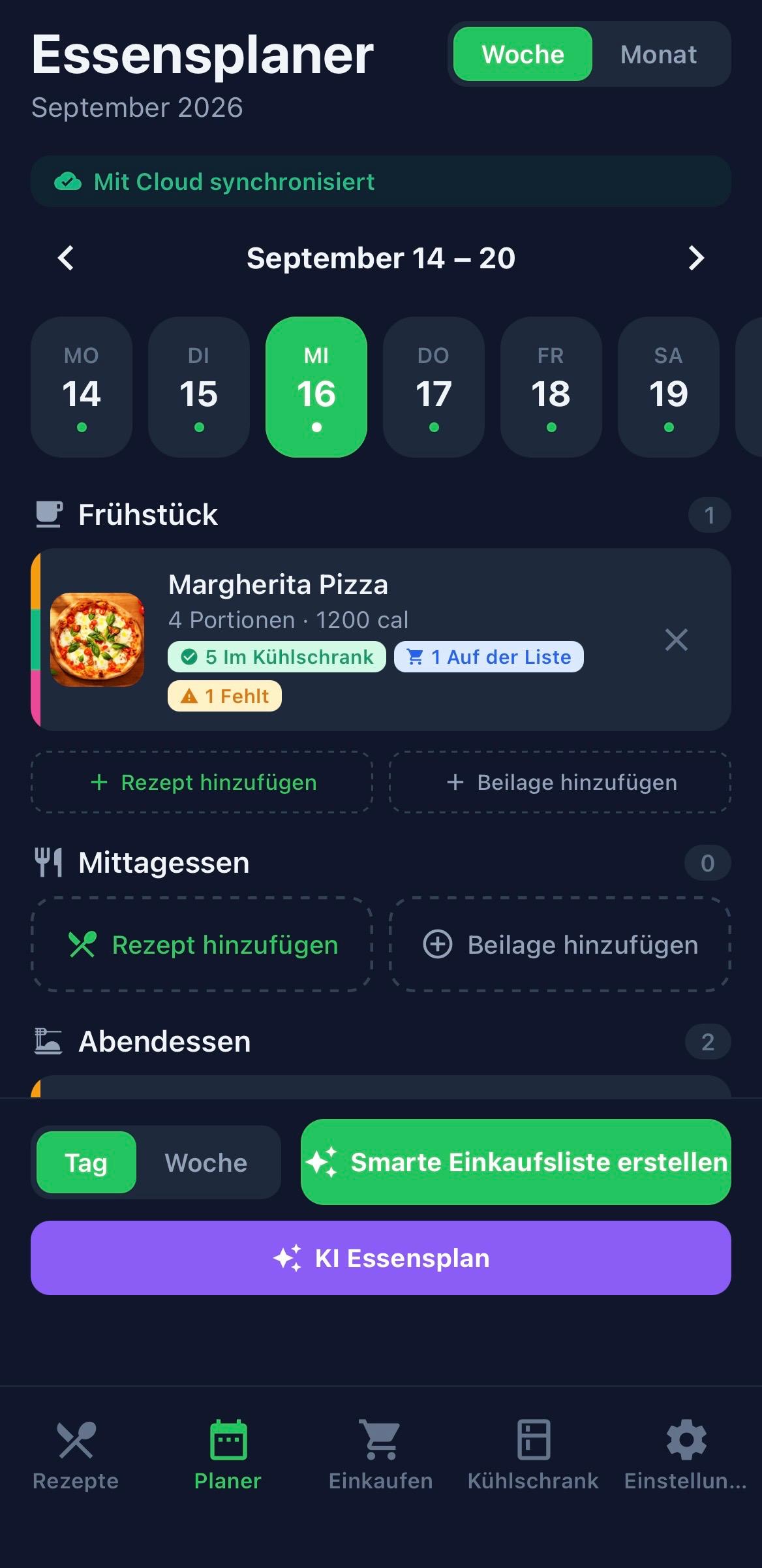 SmartFridge App – Essensplaner mit KI-Essenplan-Funktion